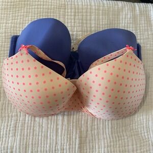Victoria's‎ Secret Lined Demi Bra 32DD Wired Strapless Pink Purple Lot Of 2